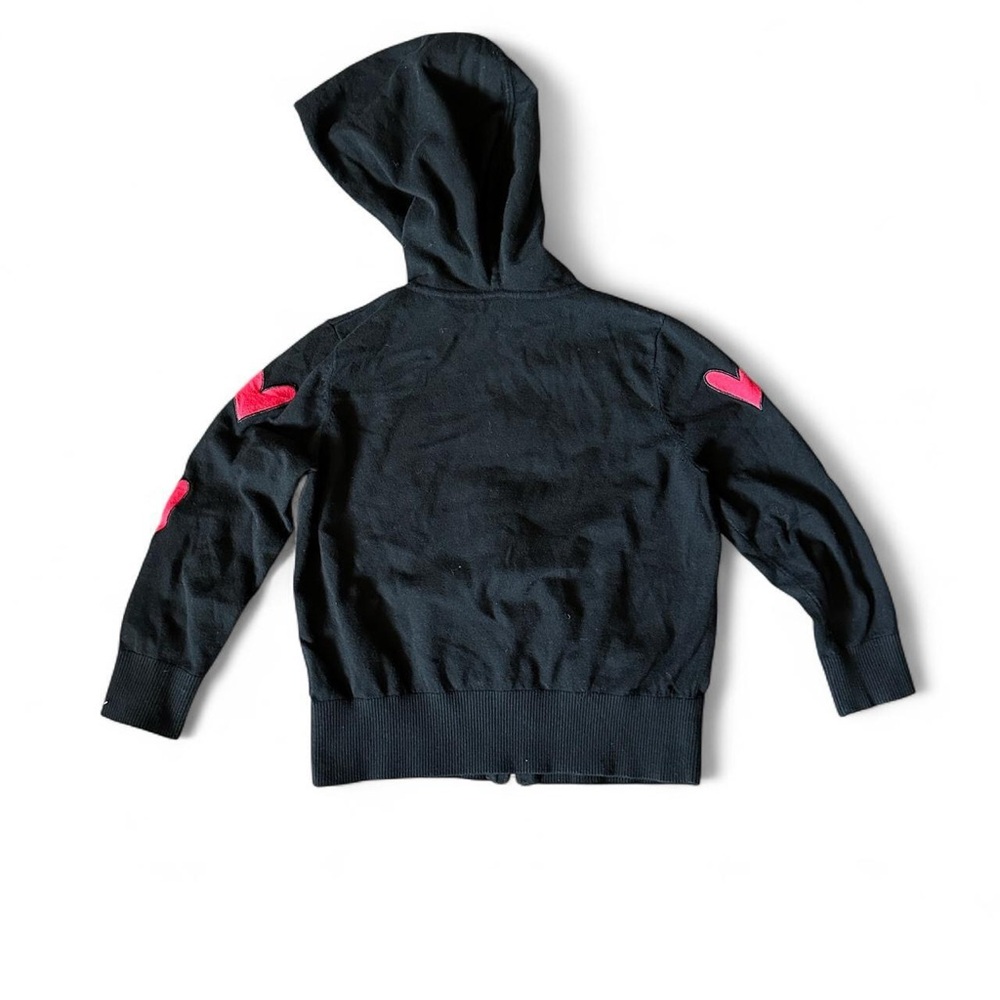 Moma Black Hoodie Cardigan with Red Heart Print NWT - Picture 3 of 4
